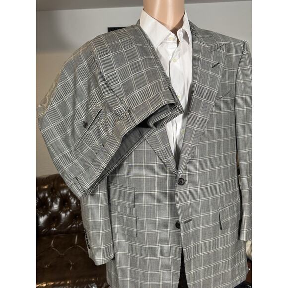 Tom Ford Other - Tom Ford Houndstooth Wool Silk Peak Lapel 2Pc Suit 54R 44R US 38x30 Trousers